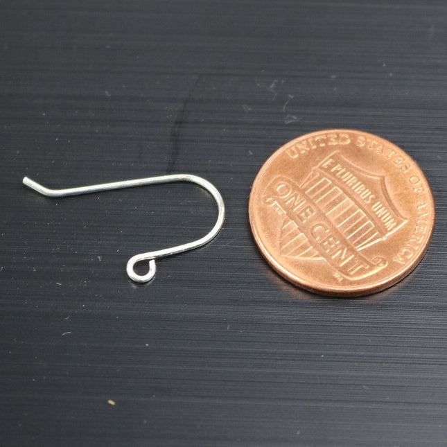 10 Sterling SILVER Simple Ear Wires Earrings hooks Earwires - 14x20mm 21Gauge 0.7mm Wire - 5 Pair Fish hook ear wire - ss777