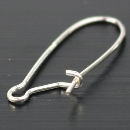 10 Sterling SILVER Kidney Ear Wires Earrings hooks Earwires - 21x10mm 21Gauge 0.7mm Wire - 5 Pair Fish hook ear wire - ss776