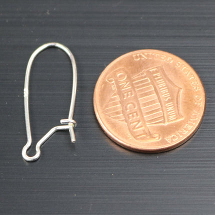 10 Sterling SILVER Kidney Ear Wires Earrings hooks Earwires - 21x10mm 21Gauge 0.7mm Wire - 5 Pair Fish hook ear wire - ss776