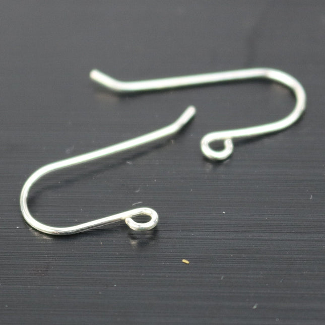 10 Sterling SILVER Simple Ear Wires Earrings hooks Earwires - 14x20mm 21Gauge 0.7mm Wire - 5 Pair Fish hook ear wire - ss777