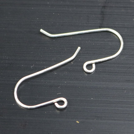 10 Sterling SILVER Simple Ear Wires Earrings hooks Earwires - 14x20mm 21Gauge 0.7mm Wire - 5 Pair Fish hook ear wire - ss777