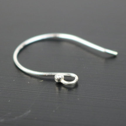 10 Sterling SILVER Ear Wires Earrings hooks Earwires with Ball - 19x16mm 21Gauge 0.7mm Wire - 5 Pair Fish hook ear wire - ss790