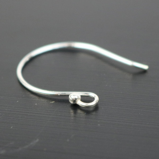 10 Sterling SILVER Ear Wires Earrings hooks Earwires with Ball - 19x16mm 21Gauge 0.7mm Wire - 5 Pair Fish hook ear wire - ss790