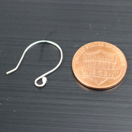 10 Sterling SILVER Ear Wires Earrings hooks Earwires with Ball - 19x16mm 21Gauge 0.7mm Wire - 5 Pair Fish hook ear wire - ss790
