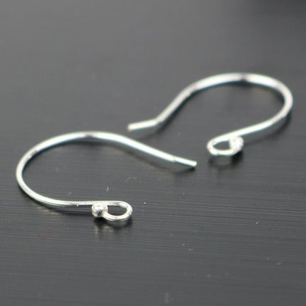 10 Sterling SILVER Ear Wires Earrings hooks Earwires with Ball - 19x16mm 21Gauge 0.7mm Wire - 5 Pair Fish hook ear wire - ss790