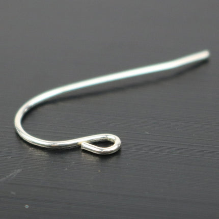 10 Sterling SILVER Simple Ear Wires Earrings hooks Earwires - 13x23mm 21Gauge 0.7mm Wire - 5 Pair Fish hook ear wire - ss784