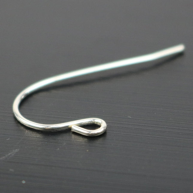 10 Sterling SILVER Simple Ear Wires Earrings hooks Earwires - 13x23mm 21Gauge 0.7mm Wire - 5 Pair Fish hook ear wire - ss784