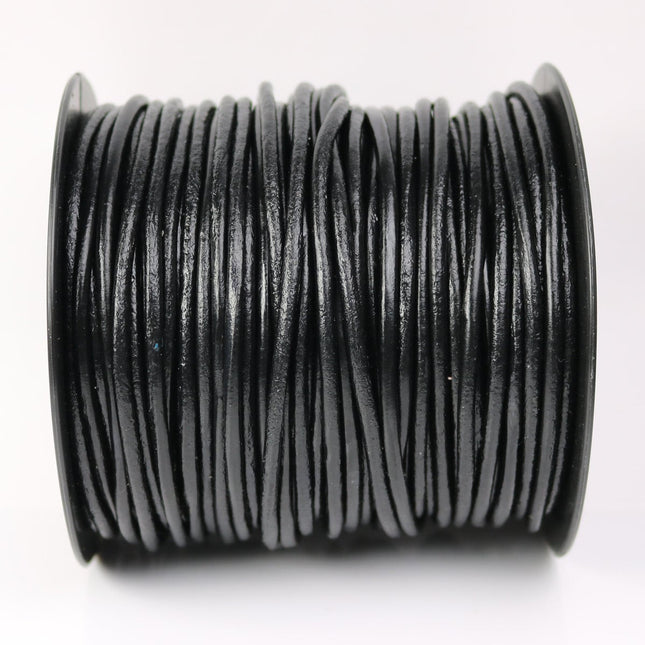5 feet Black Leather Cord - 3mm Genuine Leather Round Cord