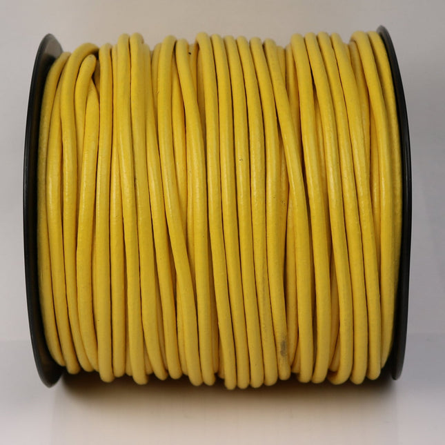 5 feet Yellow Leather Cord - 3mm Genuine Leather Round Cord
