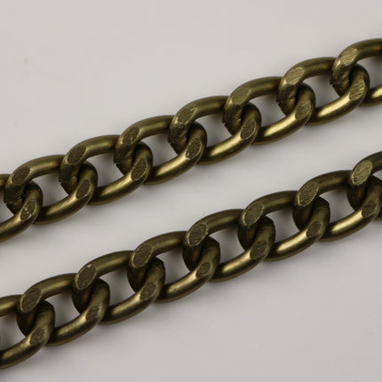 5 ft Aluminum Chain Facet Curb Chain - Antique Brass - 7x11mm 2mm thickness Chunky Unsoldered Link - AL0711