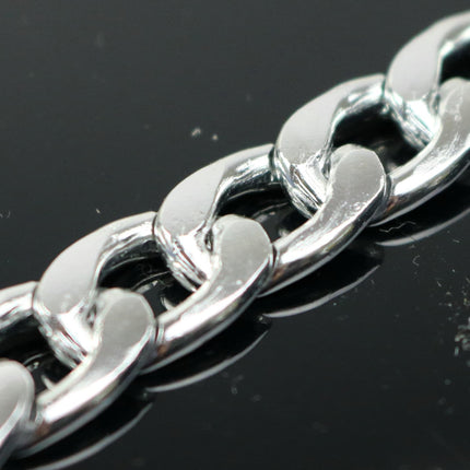 3ft Aluminum Chain Chunky Facet Curb Chain - Silver TARNISH Resistant Tarnish FREE Anti Tarnished Silver Finished  - 17x11mm 3.0mm - A057