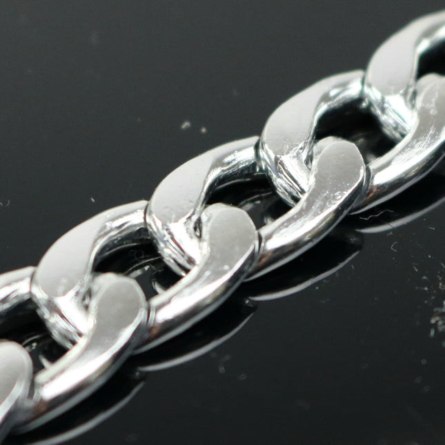 3ft Aluminum Chain Chunky Facet Curb Chain - Silver TARNISH Resistant Tarnish FREE Anti Tarnished Silver Finished  - 17x11mm 3.0mm - A057