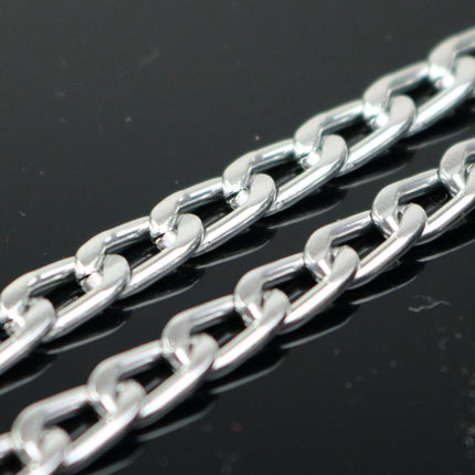 10 ft Aluminum Chain Facet Curb Chain - Silver TARNISH Resistant Tarnish FREE Anti Tarnished Silver Finished - 9x5mm 1.5mm thickness - A049