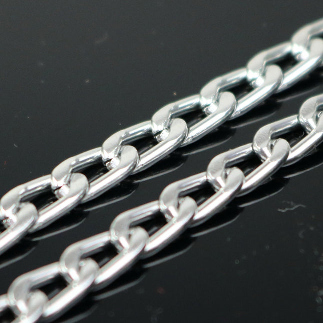 10 ft Aluminum Chain Facet Curb Chain - Silver TARNISH Resistant Tarnish FREE Anti Tarnished Silver Finished - 9x5mm 1.5mm thickness - A049