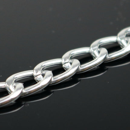 10 ft of Aluminum Facet Curb Chain - Silver TARNISH Resistant Tarnish FREE Anti Tarnished Silver Finished  - 11x6mm 1.7mm thickness - A052