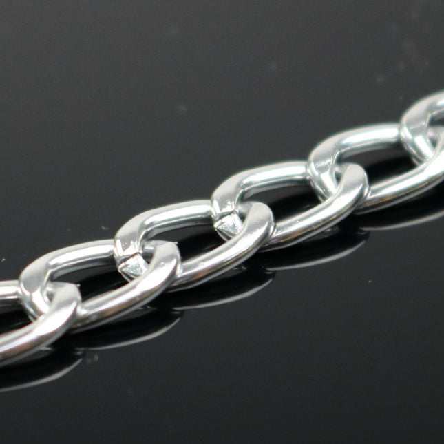 10 ft of Aluminum Facet Curb Chain - Silver TARNISH Resistant Tarnish FREE Anti Tarnished Silver Finished  - 11x6mm 1.7mm thickness - A052