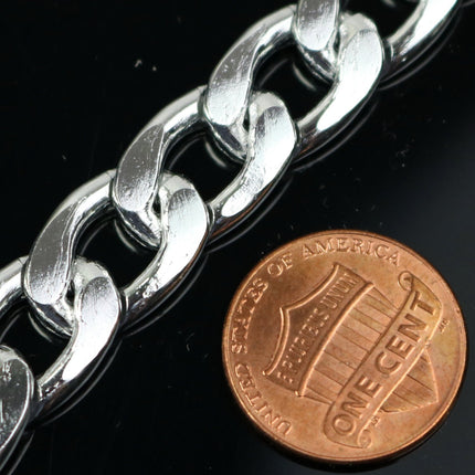 3ft Aluminum Chain Chunky Facet Curb Chain - Silver TARNISH Resistant Tarnish FREE Anti Tarnished Silver Finished  - 17x11mm 3.0mm - A057