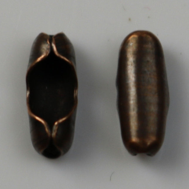 100 pcs Ball Chain Connector - 3.2mm Antique Copper - Clasp Insert type - Wholesale Lot