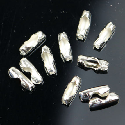 100 pcs Ball Chain Connector - 2.4mm Silver Plated - Clasp Insert type - Wholesale Lot