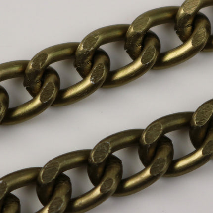 5 ft Aluminum Chain Facet Curb Chain - Antique Brass - 7x11mm 2mm thickness Chunky Unsoldered Link - AL0711