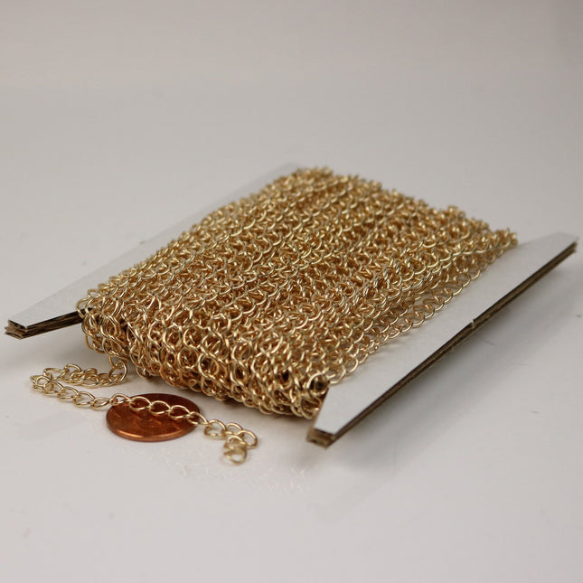 32 ft Pinky Gold Champagne Gold Plated Solder Curb Chain LARGE EXTENDER Chain - 5.9x4.6mm - 5946CU