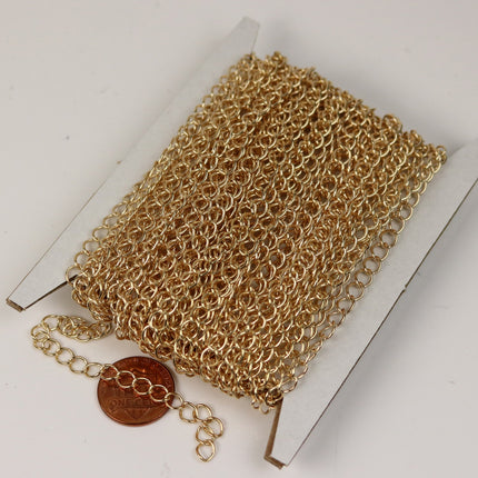 32 ft Pinky Gold Champagne Gold Plated Solder Curb Chain LARGE EXTENDER Chain - 5.9x4.6mm - 5946CU