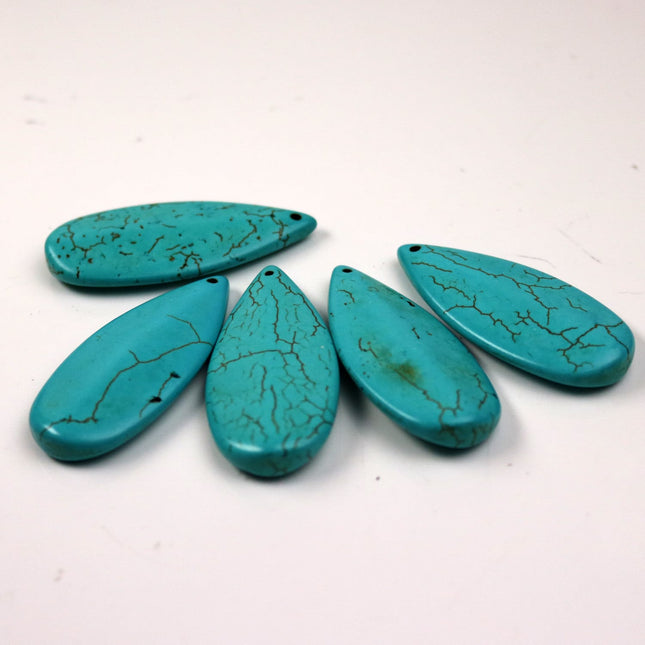 10 pcs of Teardrop pendant - Howlite Turquoise Teardrop Pendant - 53x23mm 2.08x0.9inch  8mm thickness