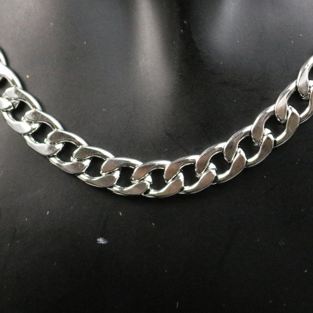 Stainless Steel MEN's Chunky Cuban Curb Chain Ready to Wear Necklace - 22 inch (55 cm) 8mm width 2.5mm Thickness