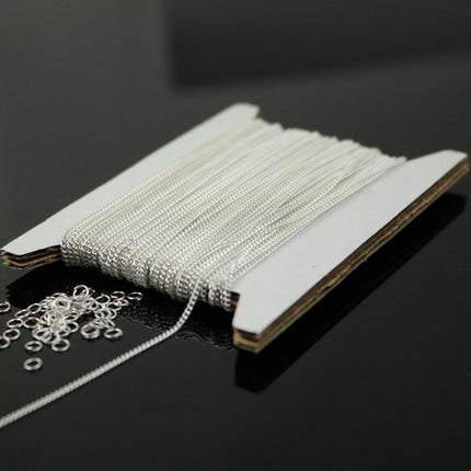 10 ft Reel Sterling Silver Plated FACET Tiny curb chain - 1.3mm soldered link - FREE adequate jump ring (10 pcs) - 1.3F