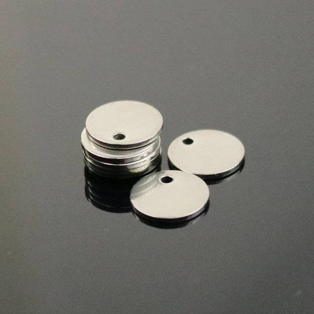 50 pcs of 10mm 3/8 inch Stainless Steel Stamping Blanks - 10mm 3/8 inch 18 gauge 1.0mm thickness - Blank Stamping Metal Flat Discs Tags
