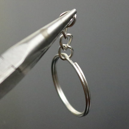 100 pcs Keychain Ring with Extension Chain, Rhodium Plated Split Key Ring, Thicken Key Clasp, keychain fob, Pendants, Wholesale Lot Bulk