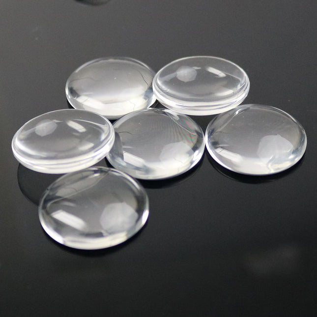 100 Glass Cabochons - 1 inch  25mm - 7mm thickness -Circle Domed Magnifying Clear Round Glass Cabochon for Cameo Pendants, Photo Jewelry