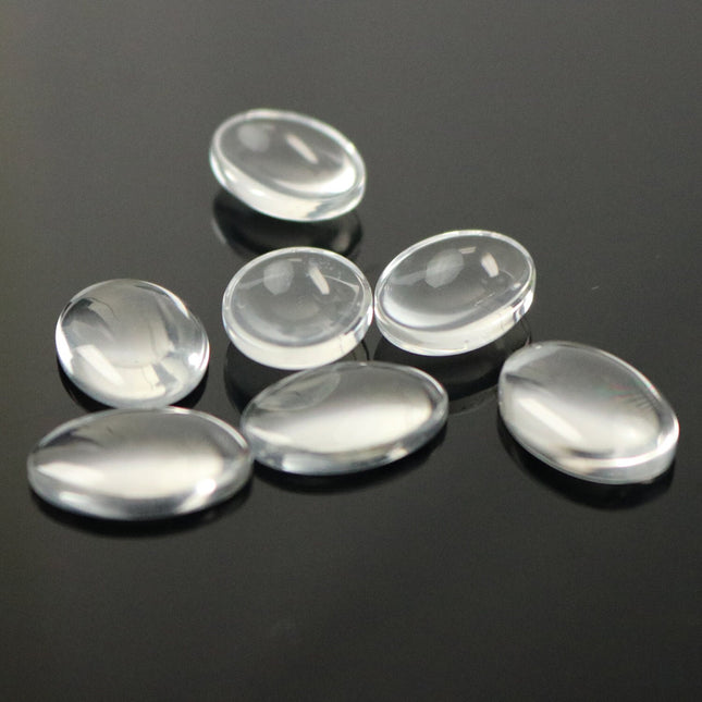 50 Glass Cabochons - 13x18mm - 4.5mm thickness - 1/2'x3/4' inch Oval Domed Magnifying Clear Glass Cabochon for Cameo Pendants, Photo Jewelry
