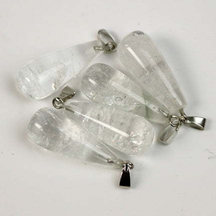 1, 5, 10pcs Water DROP water Charm Pendant - 11x26mm 7/16x1inch - Quartz Crystal Gemstone Crystal Pendant U-Pick