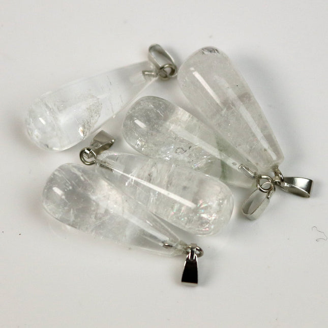 1, 5, 10pcs Water DROP water Charm Pendant - 11x26mm 7/16x1inch - Quartz Crystal Gemstone Crystal Pendant U-Pick