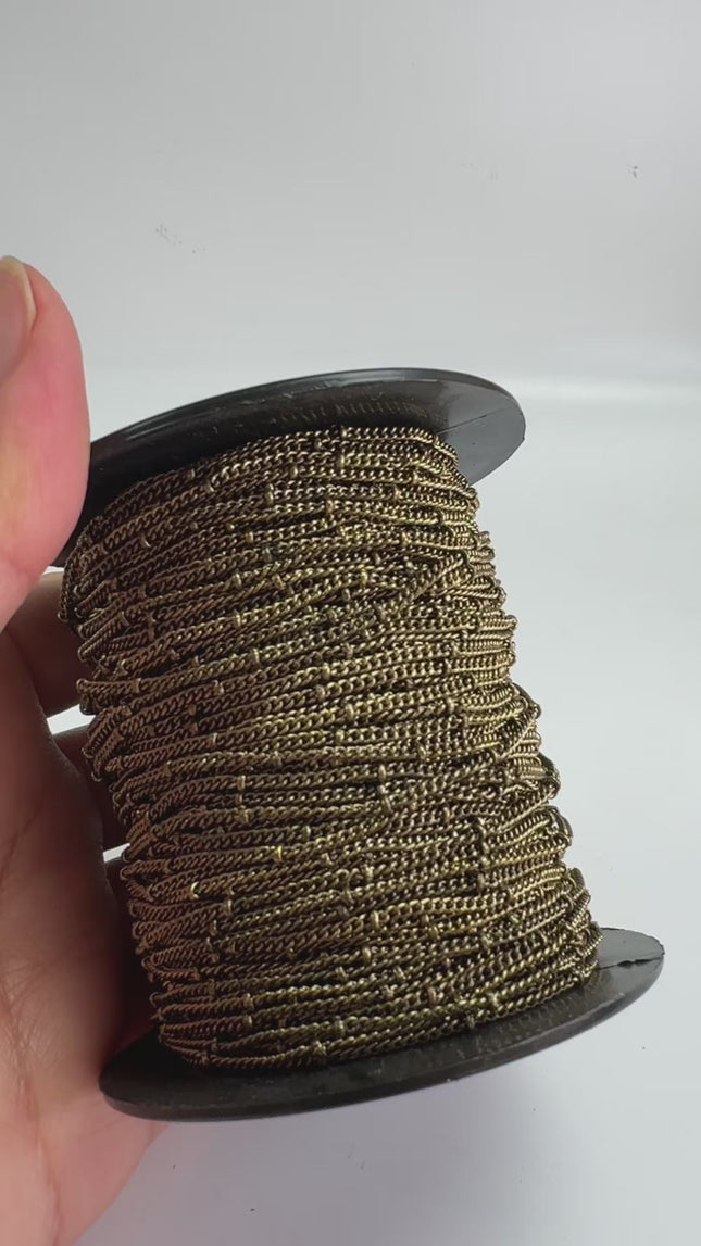 Antique Brass Satellite Curb Chain – 1.6mm Soldered Link Bulk Spool
