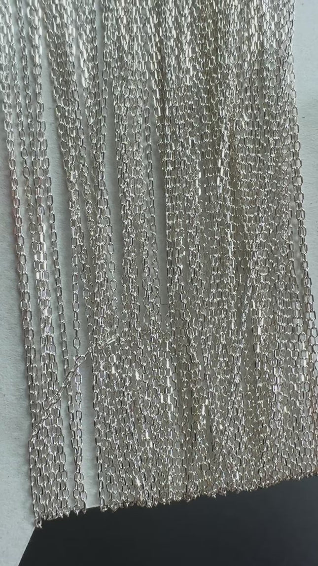 925 Sterling Silver Tiny Flat Cable Chain: .8x1.7mm