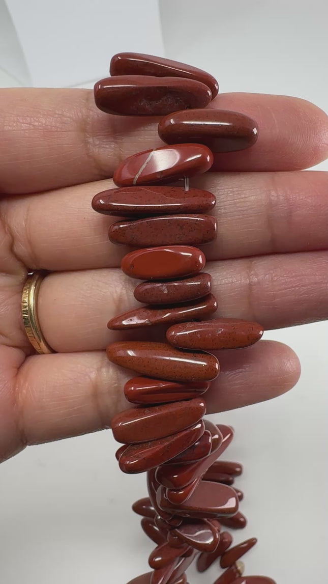 AAA Natural Red Jasper Stick Beads | 15.5" Strand