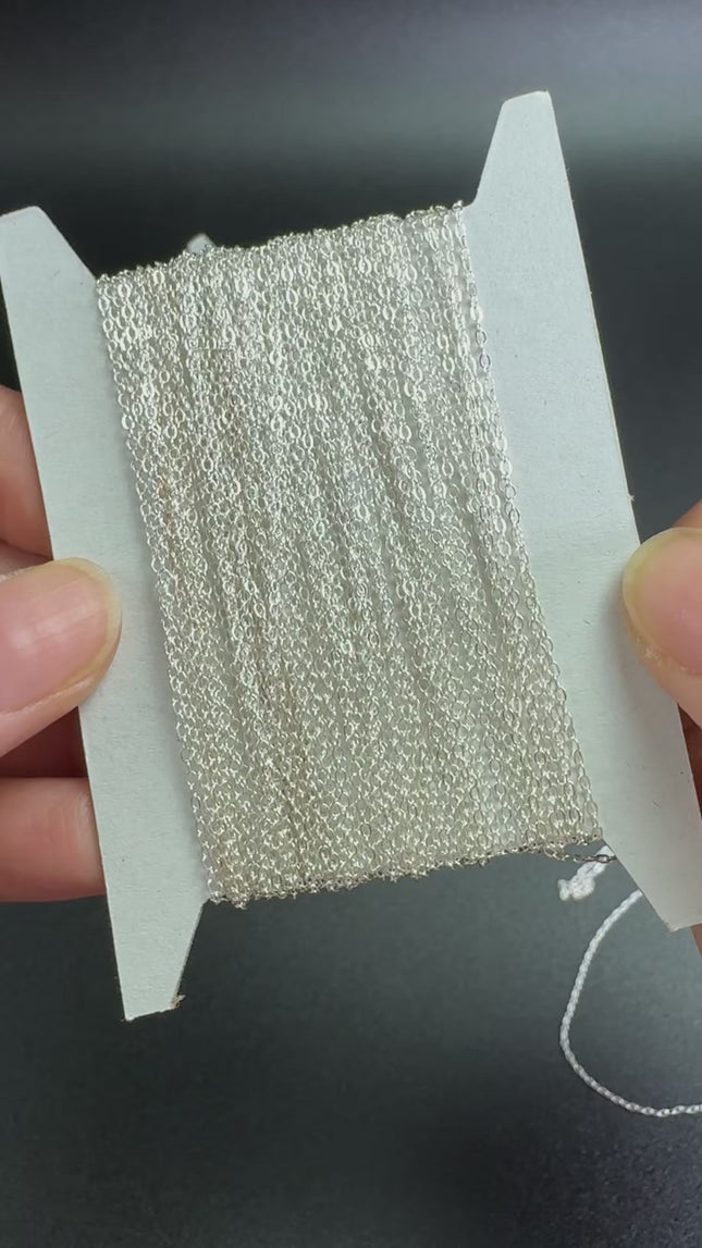 925 Sterling Silver Tiny Flat Cable Chain: 1.6x1.25mm