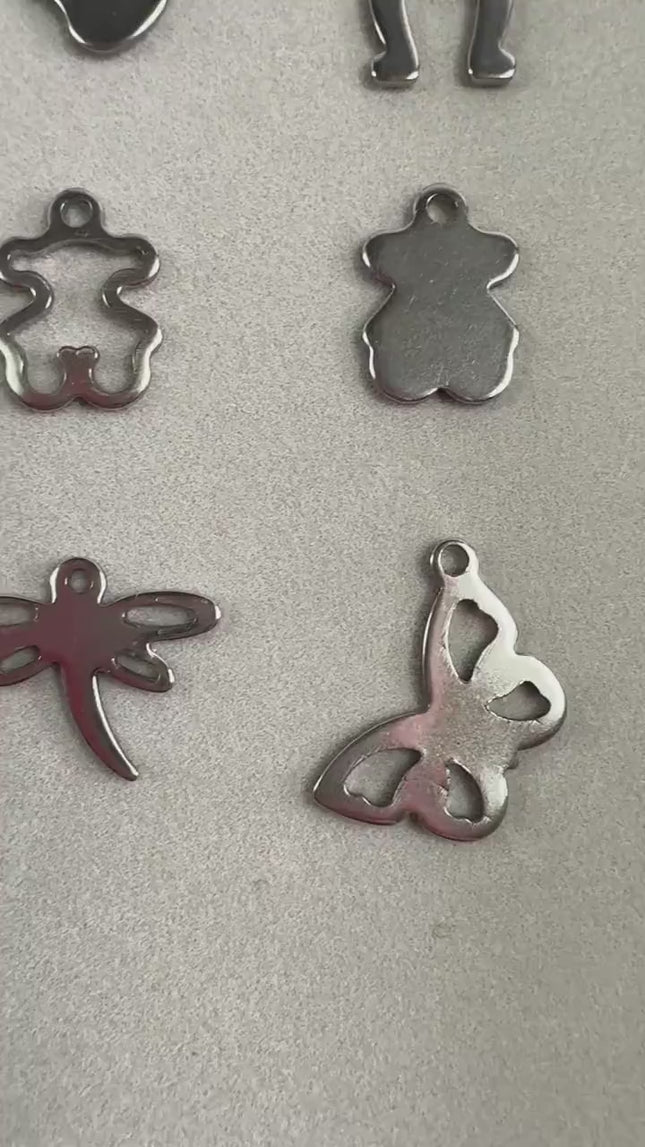 Small Stainless Steel Charms, Tiny Metal Pendants for DIY Jewelry Making