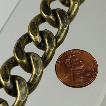 5 ft Aluminum Chain Curb Chain Big CHUNKY - Antique Brass - 22x18.5mm 5mm thickness Unsoldered Link