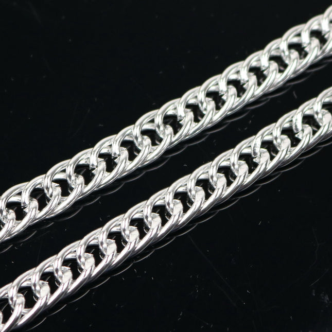 3 ft. Aluminum DOUBLE Curb Chain - Silver TARNISH Resistant Tarnish FREE Anti Tarnished Silver Finished  - double 11x7mm 1.4mm thickness