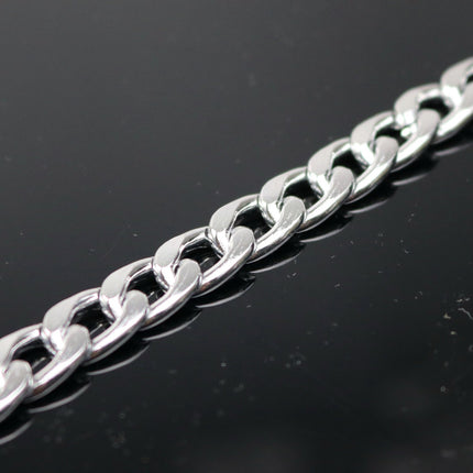 10 ft Aluminum Chain Facet Curb Chain - Silver TARNISH Resistant Tarnish FREE Anti Tarnished Silver Finished  - 13x9mm 2.7mm Chunky - A055