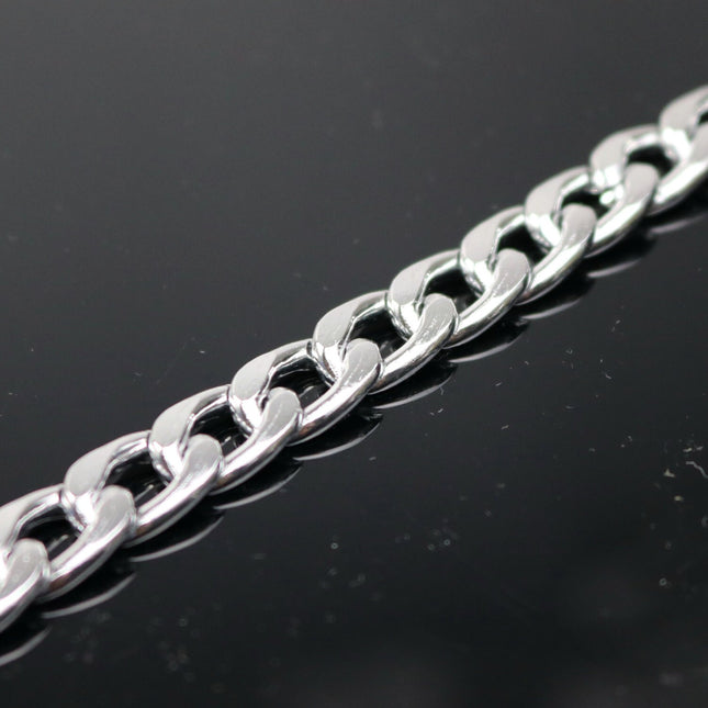 10 ft Aluminum Chain Facet Curb Chain - Silver TARNISH Resistant Tarnish FREE Anti Tarnished Silver Finished  - 13x9mm 2.7mm Chunky - A055