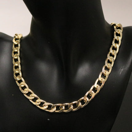 3 ft Aluminum Chain Chunky Facet Curb - Gold TARNISH Resistant Tarnish FREE Anti Tarnished Gold Finished  - 17x11mm 3.0mm Chunky - A057