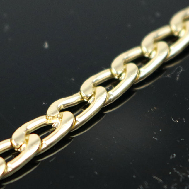 10 ft Aluminum Chain Facet Curb Chain - Gold TARNISH Resistant Tarnish FREE Anti Tarnished Gold Finished  - 9x5mm 1.5mm thickness - A049