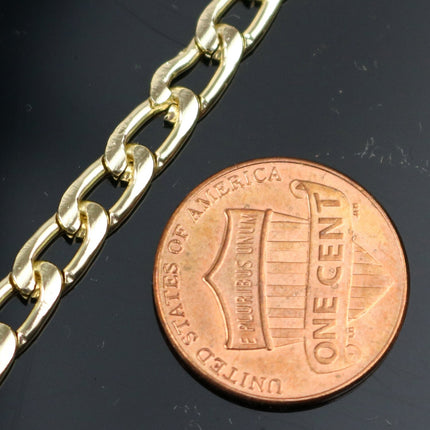 10 ft Aluminum Chain Facet Curb Chain - Gold TARNISH Resistant Tarnish FREE Anti Tarnished Gold Finished  - 9x5mm 1.5mm thickness - A049