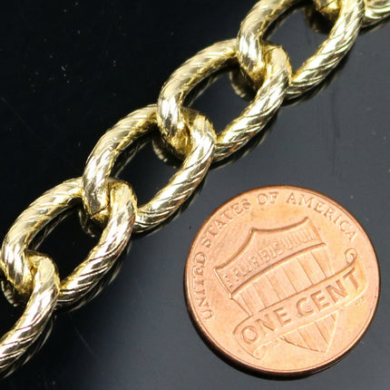 5 ft Aluminum Chain Chunky Texture Curb Chain - Gold TARNISH Resistant Tarnish FREE Anti Tarnished Gold Finished  - 16x12mm 2.6mm - A047