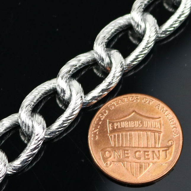 5 ft Aluminum Chain Chunky Texture Curb Chain - Silver TARNISH Resistant Tarnish FREE Anti Tarnished Silver Finished  -16x12mm 2.6mm - A047
