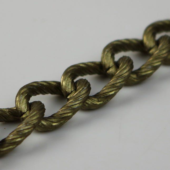 5 ft Aluminum Chain Chunky Texture Curb Chain - Antique Brass Finished  - 16x12mm 2.6mm thickness Unsoldered Link - A047